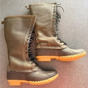 LL Bean Boots 16” Tumbled Leather Shearling Lined